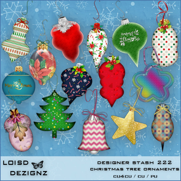 Designer Stash 222 - Christmas Tree Ornaments - cu4cu/cu/pu - Click Image to Close